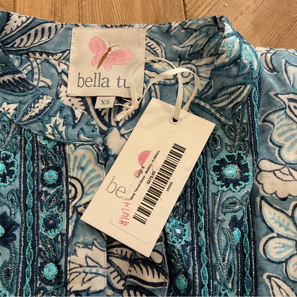 Bella Tu Nickiβ Blue Block Print Mini Dress Size XS NWT - Picture 6 of 9